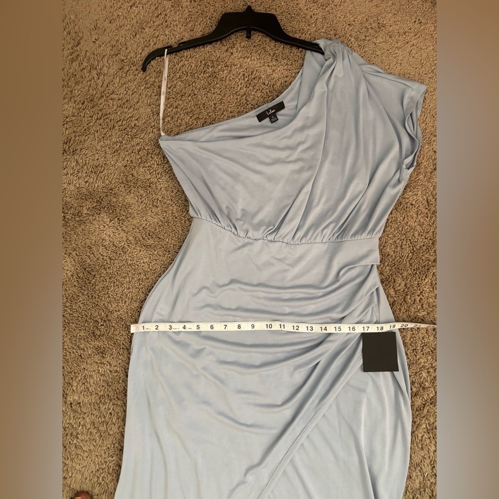 Lulu's Light Blue One-Shoulder Ruched Maxi Dress - Picture 10 of 10